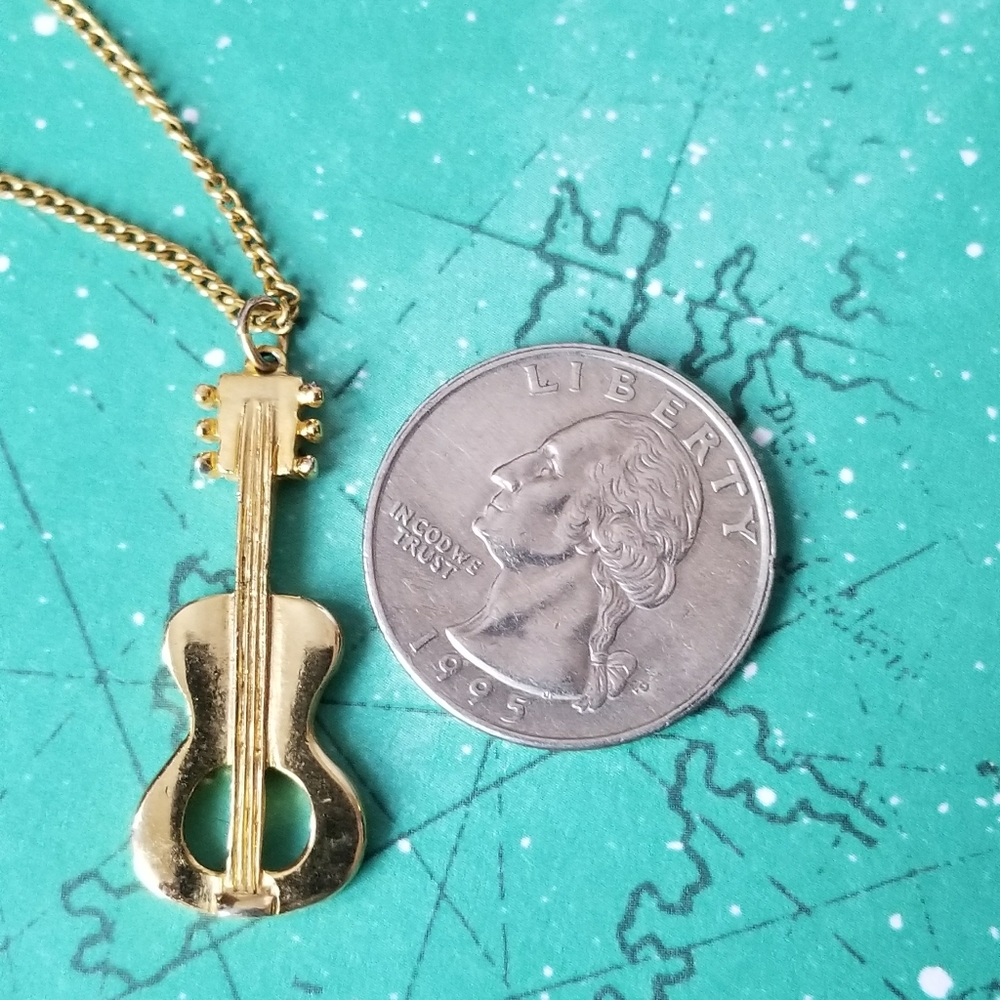 Relisted -guitar necklace gold tone - Picture 5 of 6